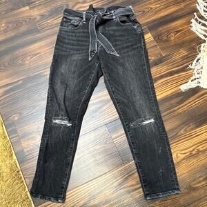 Polo Ralph Lauren The Tompkins Skinny Crop Distressed Jeans w/Belt Size 30